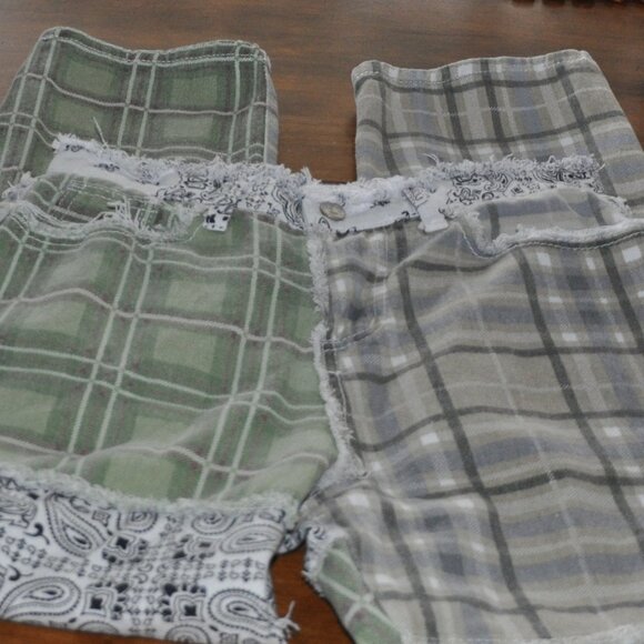 Raggedy Ann Inspired Frayed Patchwork Plaid & Bandana High Rise Pants M - Picture 8 of 12